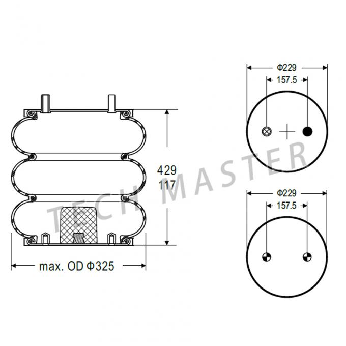 Firestone W01-358-8018, Contitech FT330-29 434 μπερδεμένες λαστιχένιες ανοίξεις αέρα